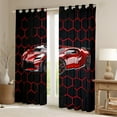 thumbnail image 2 of Manfei Extreme Sports Game Blackout Curtains Set of 2 (52x84 Each),Speed Race Car Window Curtains,Red Black Hockeycomb Hexagon Curtains and Drapes For Boys Kids,Microfiber Bedroom Decor, 2 of 6