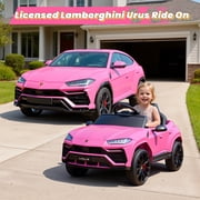 Lamborghini 12V Ride On Car for Kids, Electric Car with Remote Control, Music Player, Led Lights, Powered Ride On Toys for 3+ Years Olds Girls Boys, Pink