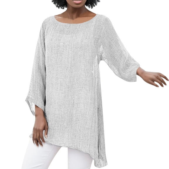 Afdoent Womens Tops Women Plus Size Long Sleeve Irregular Hem Baggy Blouse Shirt Ladies Summer Tunic Tops Shirts For Women Comfortable