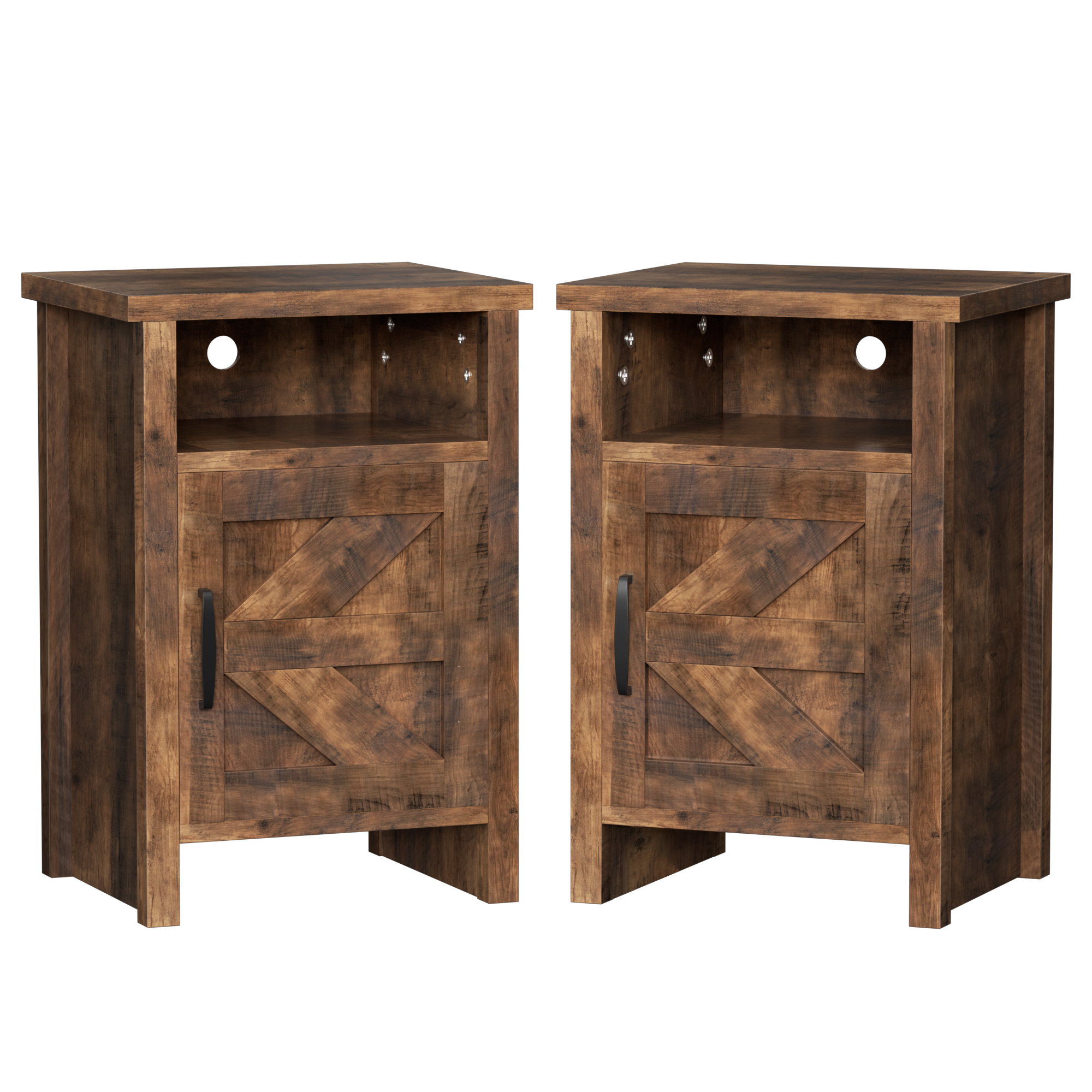 Vineego Nightstand Set of 2 Farmhouse Nightstand with Storage Shelves Bedside Tables End Table for Bedroom Modern Wood Side Table Living Room,Light Brown