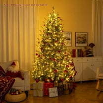 DRAZUNO 7.5 FT Artificial Christmas Tree w/1306 Branch Tips 500 LED Lights 48 Pine Cones