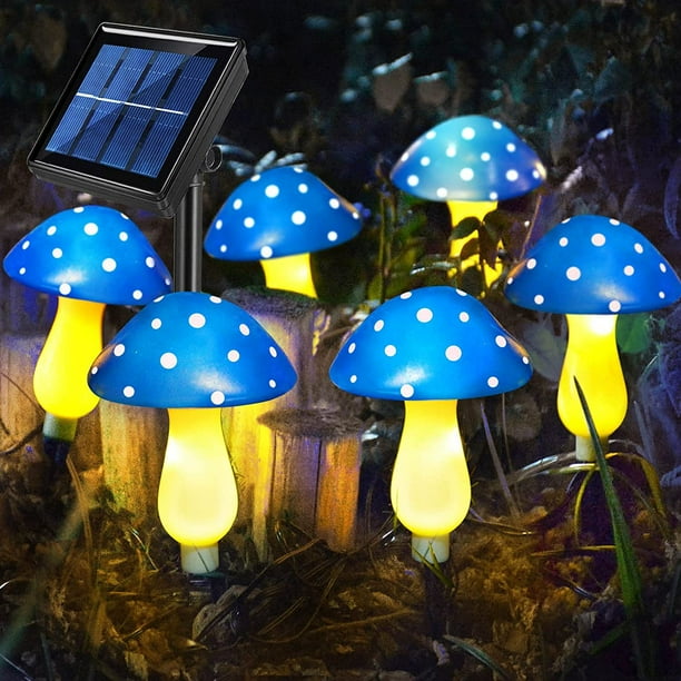 Lámpara de hongo para exteriores, lámpara de hongo LED solar, decoración impermeable para patio, jardín, cabezal de borde redondo