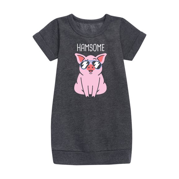 Instant Message - Hamsome Pig - Toddler & Youth Girls Fleece Dress