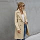thumbnail image 4 of Gabardina para mujer Abrigo largo con doble botonadura Chaqueta clásica de otoño y primavera Abrigo a prueba de viento (M), 4 of 5