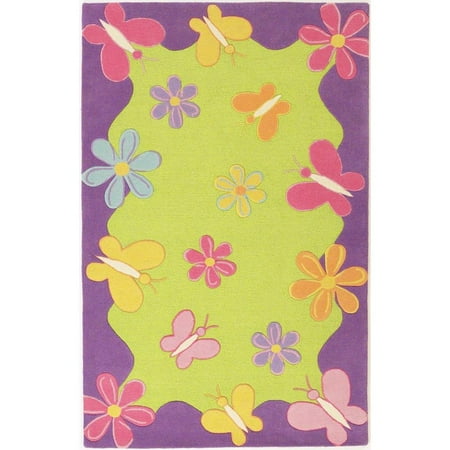 KAS Kidding Around 7'6" x 9'6" Hand-Tufted Wool Rug in Lime Green