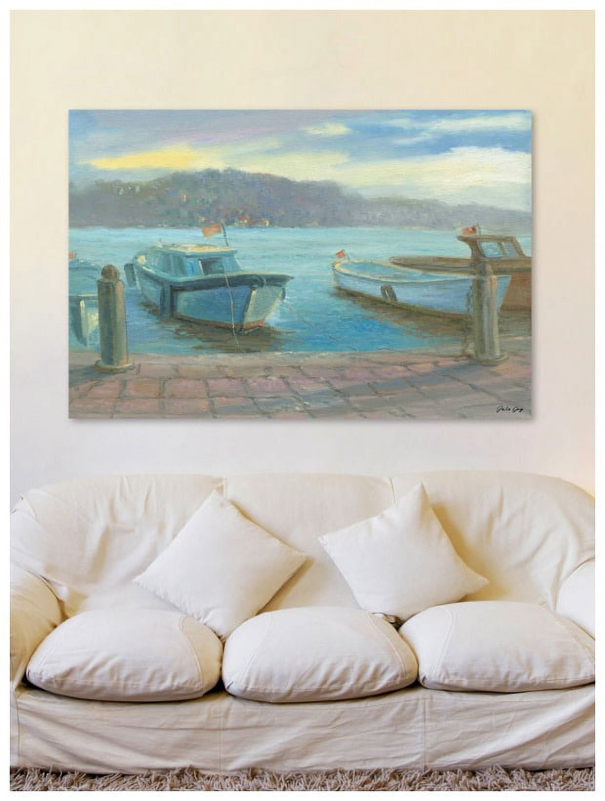 "Morning Dockside" Painting Print on Wrapped Canvas