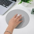 thumbnail image 3 of Gray Round Leather Mouse Pad Waterproof Desk Mat Non-Slip Base Mousepad with Stitched Edge, 3 of 3