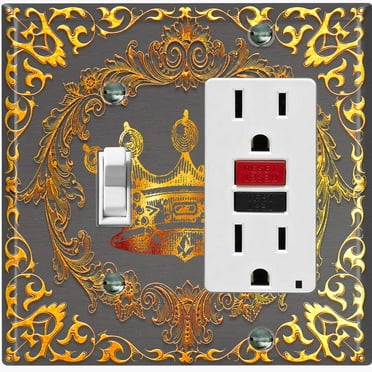 Metal Light Switch Plate Cover Elegant Black Crown Frame FRA020