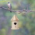 thumbnail image 2 of Casa de madera natural Yuyangstore para pájaros comedero al aire libre Agujero del corazón, 2 of 7