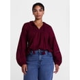 thumbnail image 2 of Scenario Women's and Women's Plus Embroidery Top with Lace Inserts, Sizes XS-4X, 2 of 6
