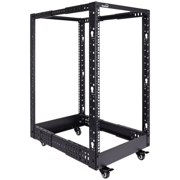 NavePoint 18U 4 Post Server Rack – Open Frame Rack for 19 Inch Equipment, Adjustable Depth 4-Post Network Rack with Casters Wheels, 18U Server Rack 1322lbs Capacity, Black