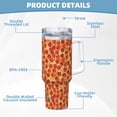 thumbnail image 5 of Cauagu Pizza Print Stainless Steel Vacuum Insulated Tumbler,40oz Water Bottle with Handle & Flip Straw Reusable Travel Coffee Mug for Women & Men, 5 of 8
