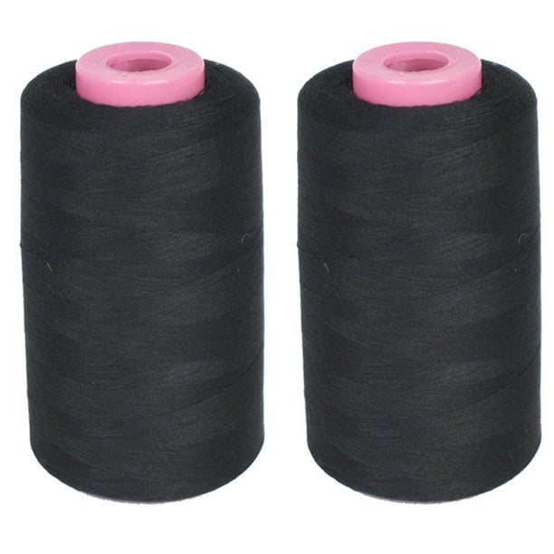 2 Large Spools Sewing Thread Polyester Black 1500 Yards Each Upholstery