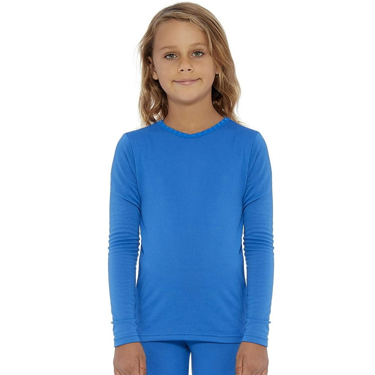 Rocky Kids Thermal Underwear Shirt for Girls Base Layer Long Johns, Blue  Large 