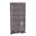 thumbnail image 2 of Authentic Hotel and Spa Authentic Sol Monogrammed Pestemal Fouta Grey Tonal Stripe Turkish Cotton Bath/ Beach Towel Gray/X, 2 of 5