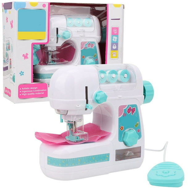Máquina de coser eléctrica de tamaño mediano, juguete educativo interesante para niñas.