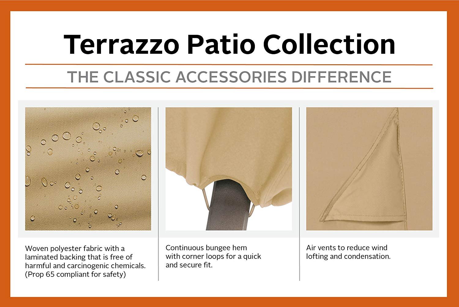 Classic Accessories 58262 Terrazzo Patio Set Cover, Sand, 23" x 82" x 106" - image 3 of 8
