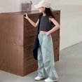 thumbnail image 5 of TIREOW Girls Cargo Pants Elastic Waist Wide Leg Drawstring Cargo Sweatpants Baggy Casual Cargo Jogger Trousers with Multi-Pockets, 5 of 6