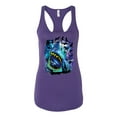 thumbnail image 2 of Great White Shark Species in Ocean | Womens Fishing Jersey Racerback Tank Top, Purple Rush, X-Large, 2 of 3