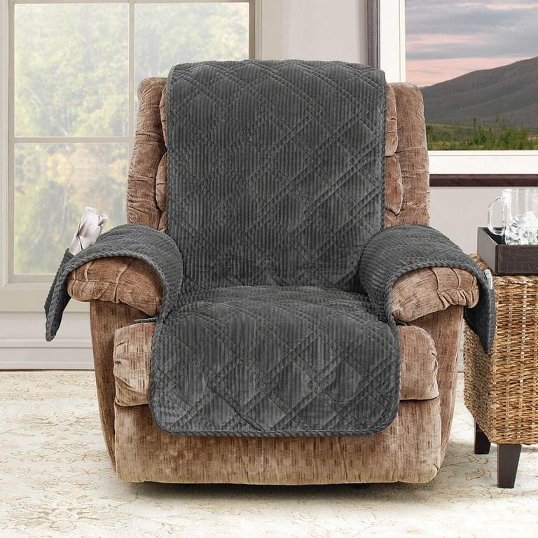Sure Fit Wide Wale Box Cushion Recliner Slipcover