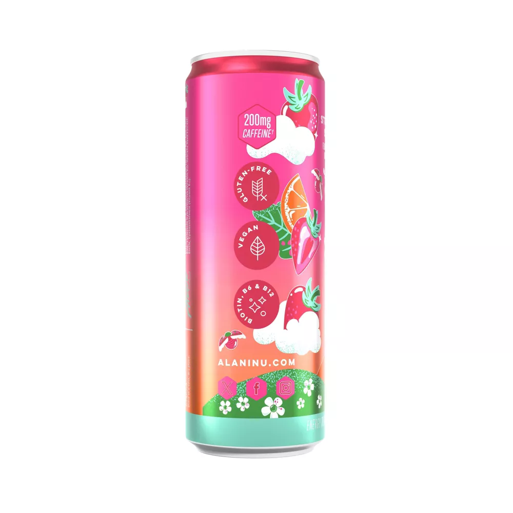 Alani Nu Strawberry Sunrise Energy Drink, 12 fl oz Cans, Pack of 6