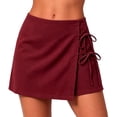 thumbnail image 4 of Wensltd Women Wrap Front Mini Skort with Tie Detail High Waist Linen Blend Shorts Skirt for Casual Summer Wear, 4 of 6