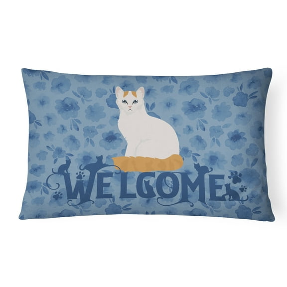 Turkish Van Cat Welcome Canvas Fabric Decorative Pillow