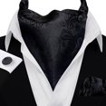 thumbnail image 2 of Conjunto de Ascot para Hombre Barry.Wang Negro con Diseño Paisley de Seda 126 cm, 2 of 6