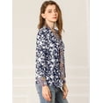 thumbnail image 4 of Blusa Vintage Allegra K con Lazo de Color en Contraste Floral Bohemio para Mujer Azul L, 4 of 6