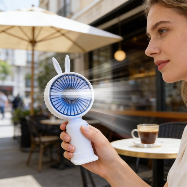 ddioayh Handheld Fan Mini USB Rechargeable Portable Electric Fan with Base Quiet Cooling Three Wind Speeds 100-300mAh Battery Power for Outdoor Travel Student Home Office