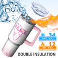 thumbnail image 3 of Double Wall Insulated 40oz Nurse Tumbler, Stainless Steel Travel Mug with Handle & Straw, Keeps Drinks Hot Cold, Thoughtful Nurse Gift for Women & Men, 3 of 5