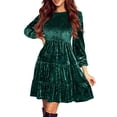 thumbnail image 2 of GZWYHT Dresses for Women 2025,Prom Dresses Velvet Homecoming Dresses Fall Flowing Cocktail Dresses Casual A Line Mini Dress Wedding Guest Dresses,Formal Dresses,Green Dress,Cocktail Dresses L, 2 of 9