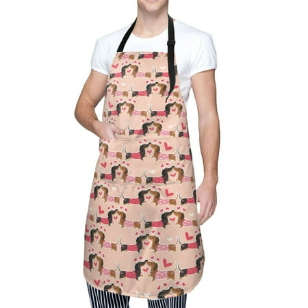 

Cauagu Dachshund Couple Aprons with Pockets Waterproof Apron for Women Kitchen Cooking Apron Adjustable Bib Aprons Chef Apron for Cooking Drawing Crafting