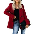 thumbnail image 2 of Fulijie Solid Color Long Sleeve Lapel Cover-Up Plus Coat for Women, Size S-3XL, Big&Tall Red, Women's Casual Light Weight Thin Jacket Slim Coat Long Sleeve Office Business Coats Jacket, 2 of 7