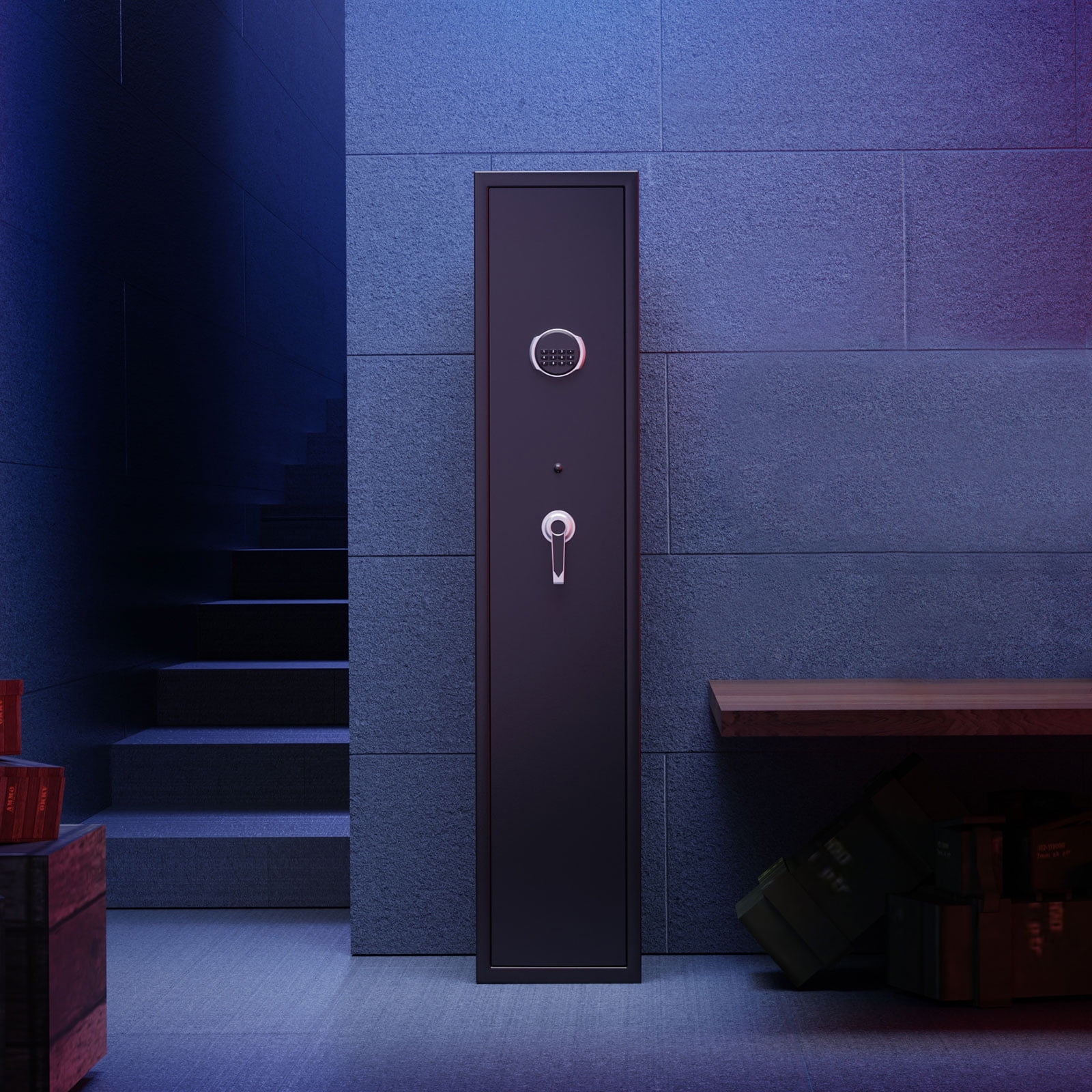 SRWTRCHRY Gun Safe, Long Storage for Gun with LED Light