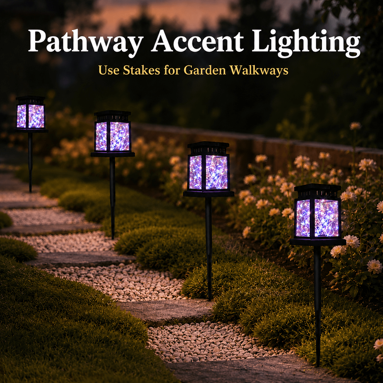 MEHOOM 4 Pack Outdoor Solar Lanterns Colorful, 40 LED Fairy Lights Hanging Decorative Garden Lights, Waterproof Solar Powered Lights for Patio, Yard, Balcony, Christmas Decorations Outdoor