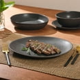 thumbnail image 4 of Gibson Elite Zion Mist 16 Piece Stoneware Reactive Glaze (Service for 4) Ceramic Plates and Bowls Modern Organic Dinnerware Set - Black, 4 of 16