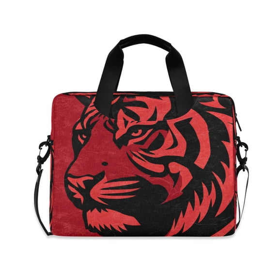16" Laptop Briefcase, Detachable Anti-Slip Shoulder Strap, Multi-Compartment Work Travel Bag Graphic Tiger Head Pattern