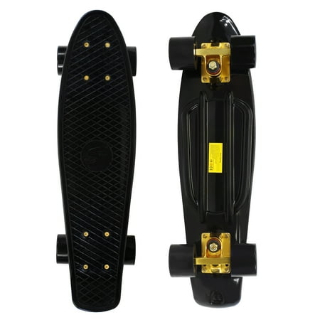 Complete 22 inch Skateboard Plastic Mini Retro Style Cruiser, Black (Best Skatepark In Skate 3)