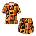 thumbnail image 4 of Picia Halloween Banner Symbols Pajamas Sets for Women Soft Short-Sleeved Pjs with Lounge Shorts Two Piece Sleepwear-Medium, 4 of 9
