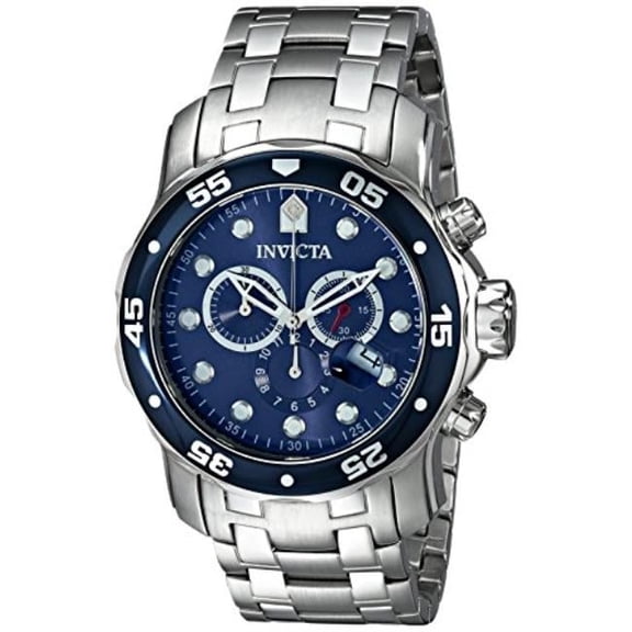 IN00 Mens Swiss Pro Diver Large Heavy Stainless Steel Chronograph Date Watch