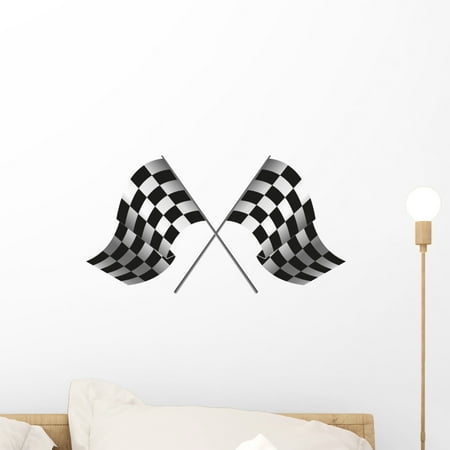 Racing Sponsor Decals Checkered Flag Racing Wall Mural Decal Sticker, Wallmonkeys Peel & Stick Vinyl Graphic (18 in W x 11 in H) ()