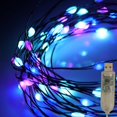 thumbnail image 1 of REJODA-Qbis Turquoise, Purple and Blue Christmas Lights. 100 Micro LED Fairy Lights on Black Wire with USB Plug, Timer, Multi Function and Adjust Brightness, USB fairy lights if you want something di, 1 of 4