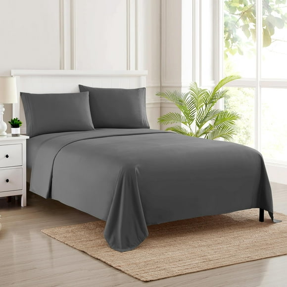 King Size Sheets - Breathable Luxury Bed Sheets with Full Elastic & Secure Corner Straps Built in - 1800 Supreme Collection Extra Soft Deep Pocket Bedding Set, Sheet Set, King, Gray