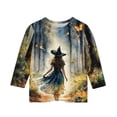 thumbnail image 3 of Grblisyd Girls 3/4 Sleeve Shirts Kids Fahion Crewneck T-Shirts Summer Fall Tops Halloween Graphic Tees 10-12 Years, 3 of 4
