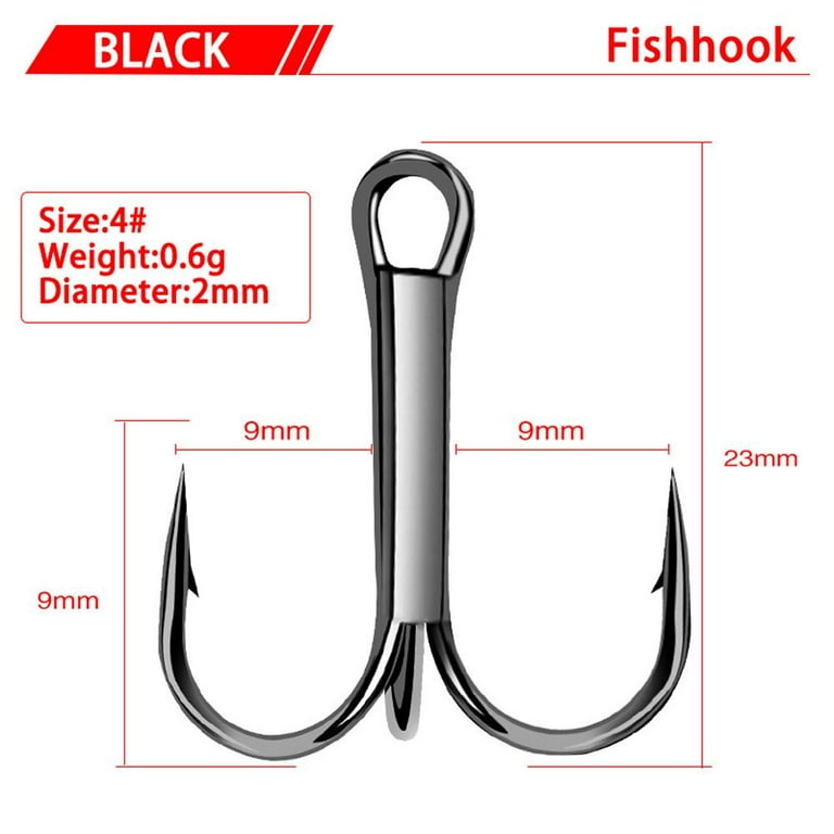 hunthouse treble hook carbon triple fishing hooks fishing tees 1/0# 2# 4#  6# for fish lure stainless carbon steel