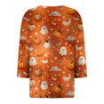 thumbnail image 4 of YDFCWXW Women's 2025 Halloween Shirts Pumpkin Bats Print Henley Button V Neck 3/4 Sleeve Tops Halloween for Women Gold, M, 4 of 5