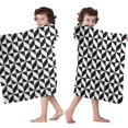 thumbnail image 4 of Black White Geometric Checkered Pattern Hooded Bath Towel，50"x30" for Ages 3 To 12 Kids, Quick Dry Lightweight Soft Microfiber Hood Beach Towel Cover Up for Kids, 4 of 7