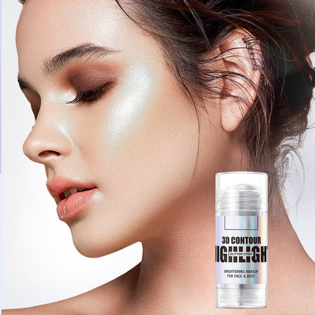 Pisexur Belleza Maquillaje Barra iluminadora tridimensional con purpurina para contorno facial y maquillaje de contorno facial, 46 gpara mujeres y hombres