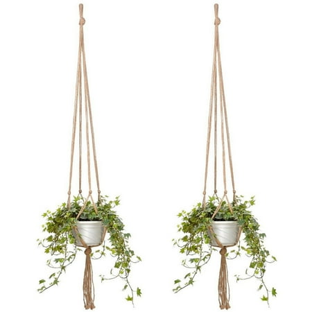2PCS Macrame Plant Hangers Simple Design Indoor Hanging Planter Decorative Flower Pot Holder Cotton Rope for Indoor Outdoor Home Decor